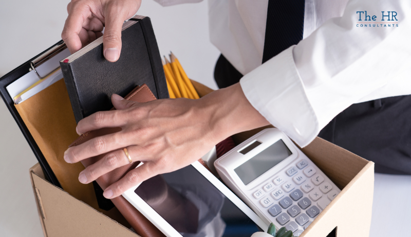 Employee packing up their things